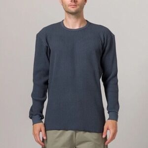 Standard Issue‎ Mens Standard Thermal Waffle Knit Sweater Slate Blue Made in USA